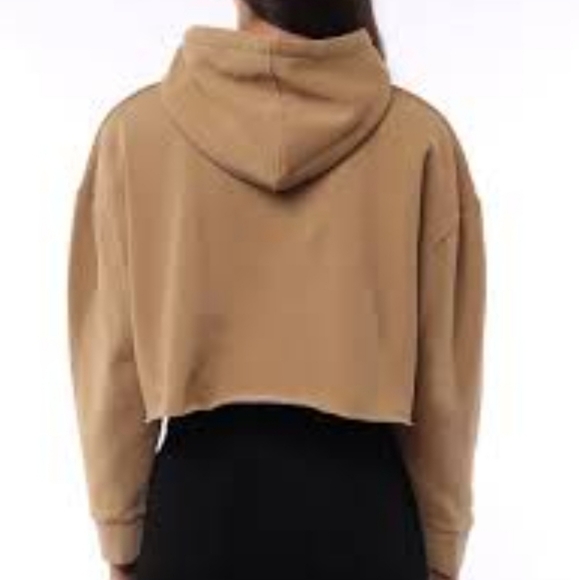 Aero Boxy Crop Fleece Pullover Hoodie in Brown Size XS - Picture 3 of 6